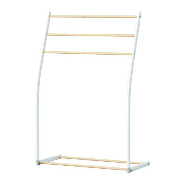 〔4個セット〕スマートタオルスタンド(ホワイト/白) 収納 タオルハンガー バスタオル 部屋干し 木目 室内 スリム 軽量 北欧風 モダン シンプル ナチュラル 業... | ブランド登録なし | 04