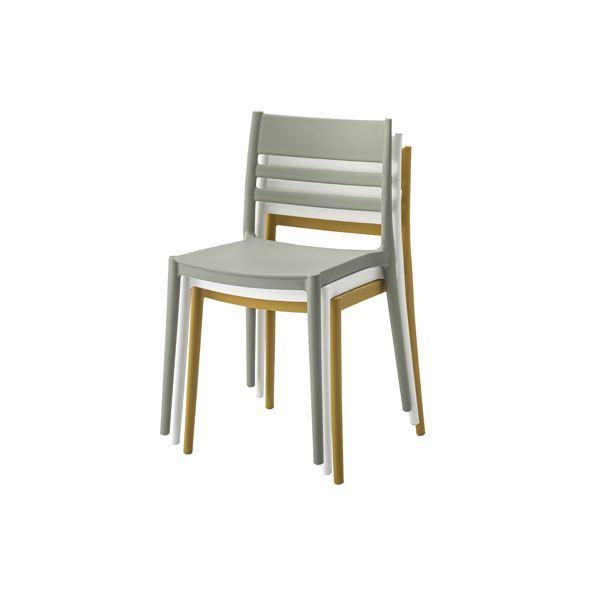 スタッキングチェア パーソナルチェア 幅52cm ライトグレー 軽量 移動便利 お手入れ簡単 リビング ダイニング | ブランド登録なし | 03