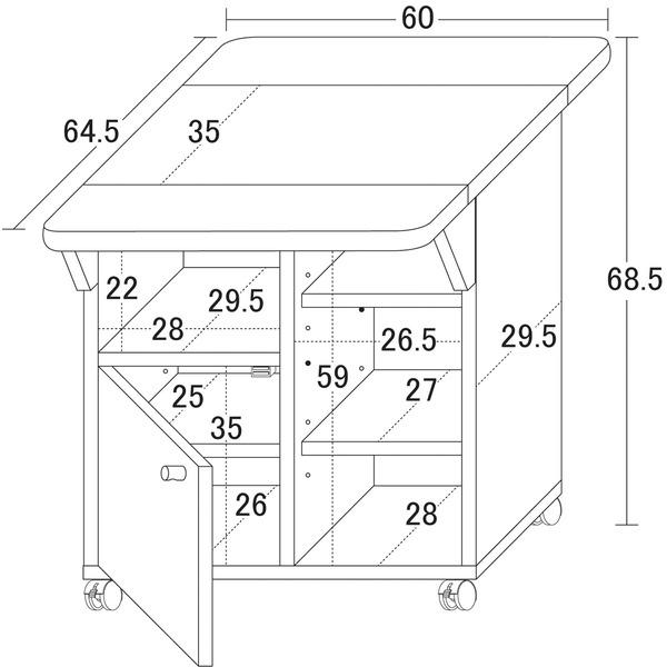 バタフライ式 キッチンワゴン 60cm ホワイト キッチン収納 カウンター ワゴン 作業台 白の画像