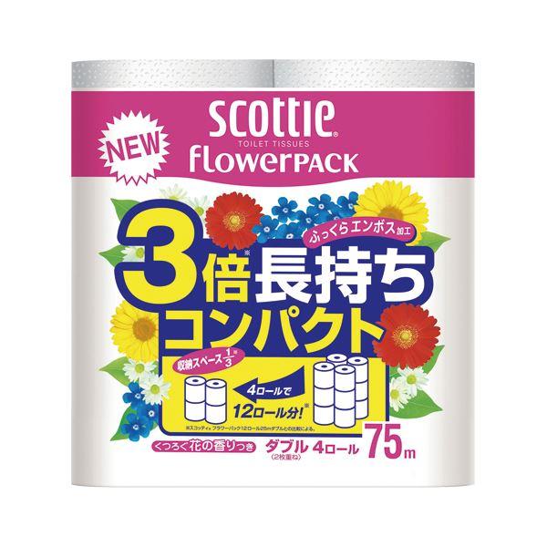 (まとめ) 日本製紙クレシア スコッティフラワーパック 3倍長持ち 4ロール ダブル 〔×5セット〕 | 日本製紙クレシア
