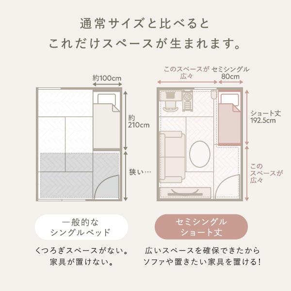 売れ筋日本 ベッド ショート丈セミシングル ポケットコイルマットレス付き ナチュラル 高さ調整 棚付 コンセント すのこ 木製
