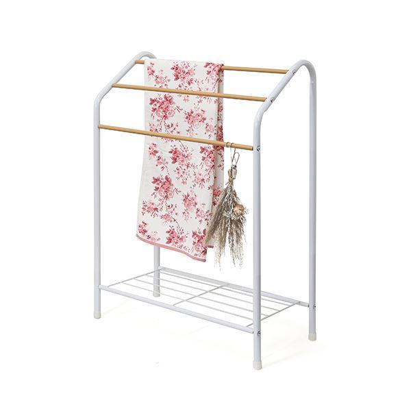 タオルスタンド 幅60.5cm 棚付き パイプハンガー 物干し 室内干し タオルハンガー ランドリー収納 組立品 | ブランド登録なし | 04