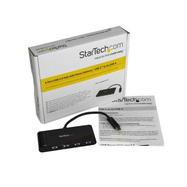 StarTech.com 4ポートUSB3.0ハブ USB Type-C接続 USB-A×4口USB給電(PowerDelivery)対応 ブラック HB30C4AFPD 1個_4