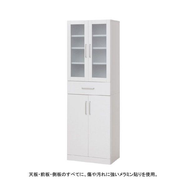 ホワイト キッチンボード 食器棚 収納棚 「けいちゃん」 食器棚 キッチン収納 約60×180cm ホワイト 可動棚 棚付 扉収納