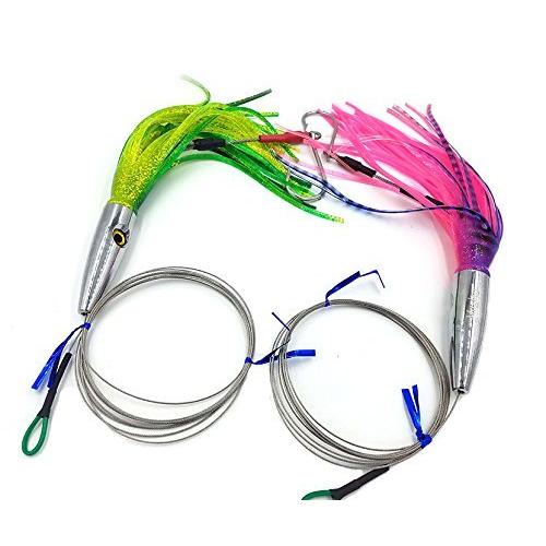 国内配送 新品 2 Pack High Speed Skirted Wahoo Tunaルアーrigged 6 Ft 150ポンド引出線 バッグ 美しい Zlogos Com Br