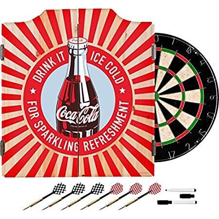 新品Trademark Gameroom Coke Dart Cabinet Set with Darts & Board - Coca-Cola Dri ダーツボード