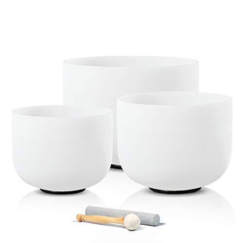 在庫あり 即納 新品 Cvnc Set Of 3 Pcs 8 A Note 10 C Note And 12 F Note Frosted Chakra Quartz Crystal Singing Bowl 60 Off Norcafe Pe
