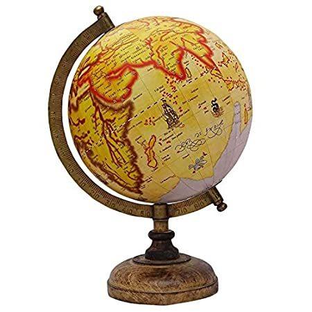 【高知インター店】 13 Decorative Rotating Globe World Geography Table Decoration Earth Yellow ＿並行輸入品 地球儀