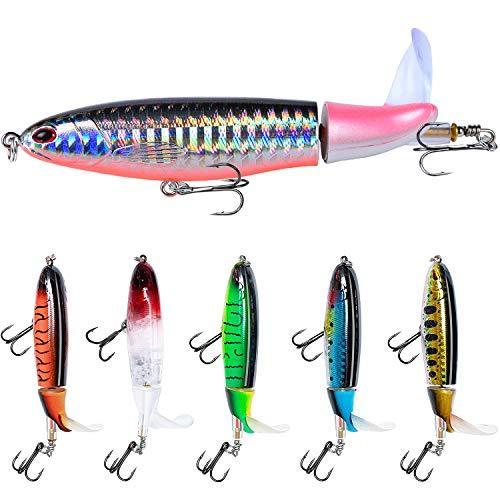 新品 釣りギフト メンズ 6個 釣りルアーセット バス トップウォーター フローティング回転テール 人