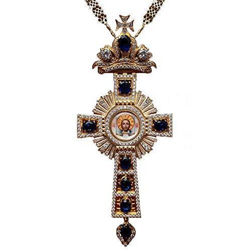 最高の品質の  The Brass. Gilded Cross. Pectoral Orthodox Russian Archangel. ＜新品＞Workshop Stones T for Gift Included. case and Chain Zirconium. are ポスター