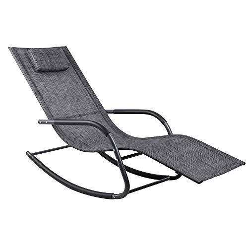 【超ポイントバック祭】 and Pillow Included Bed Sleep Movable Recliner with Chair Sunbathing Chaise Patio Lounger Rocking ＜新品＞Wostore Breathable F Texteline アウトドアチェア