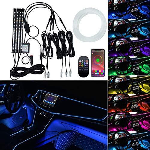超目玉 新品 Akepo 車内用ライト Rgbファイバー光アンビエント ダッシュ下車照明キット 防水 リモコン アプリ 2020正規激安 Artmedia Ba