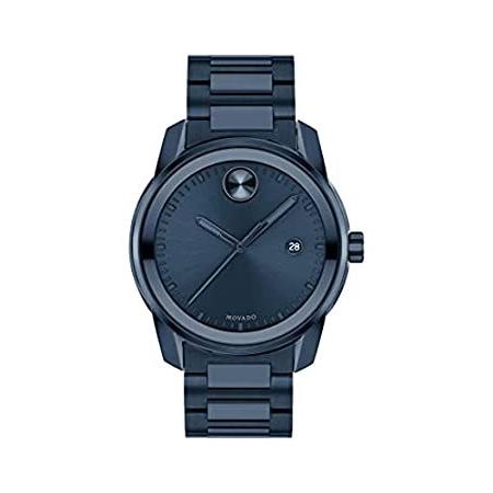 【史上最も激安】 新品Movado Blue Strap, Steel Stainless with Watch Quartz Swiss Verso Bold Men's 腕時計