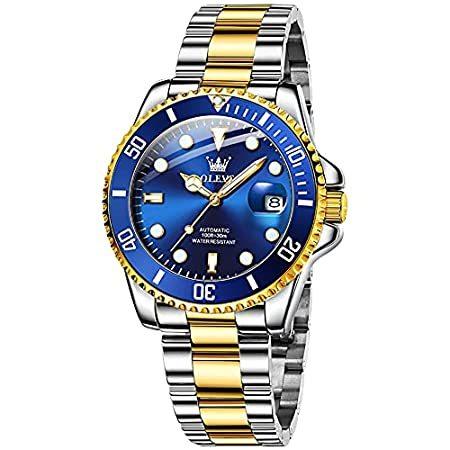 【初売り】 for Watch Automatic Watches Wrist 新品Men's Men Dia Big Blue Watch Winding Self 腕時計