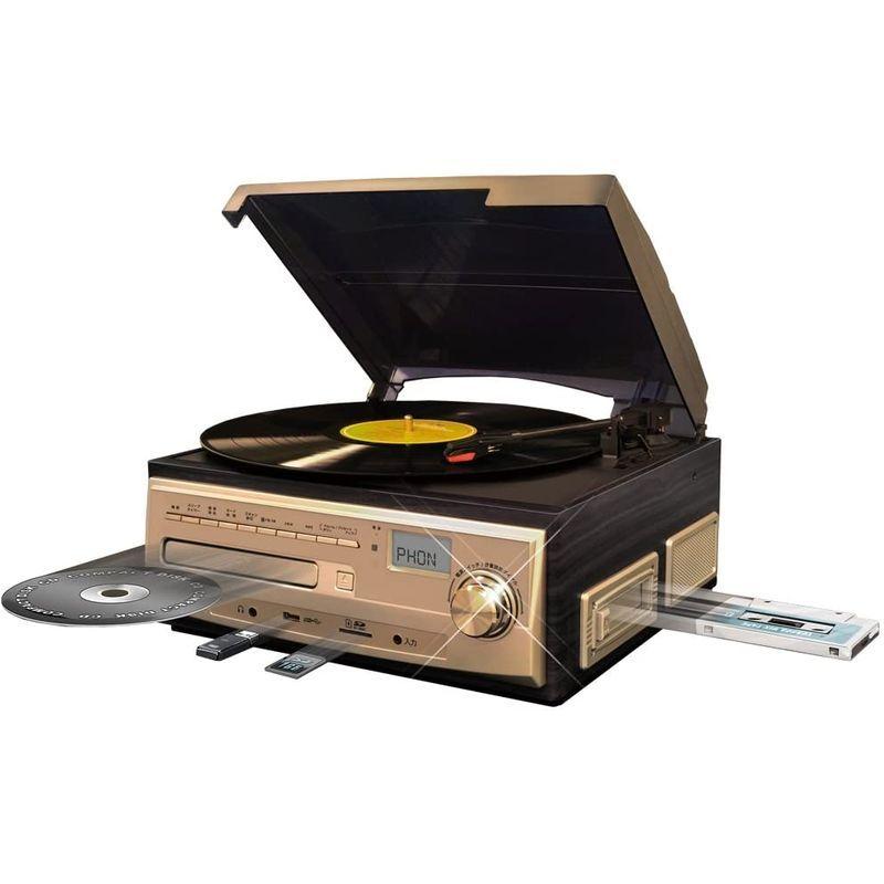 ベルソス マルチレコードプレーヤー レコード カセット CD ラジオ USB SD 外部音源 再生/録音可能 ステレオ ブラウンウッド調 M マルチレコードプレーヤー レコード カセット CD ラジオ USB SD 外部音源 再生/録音可能 ステレオ ブラウンウッド調