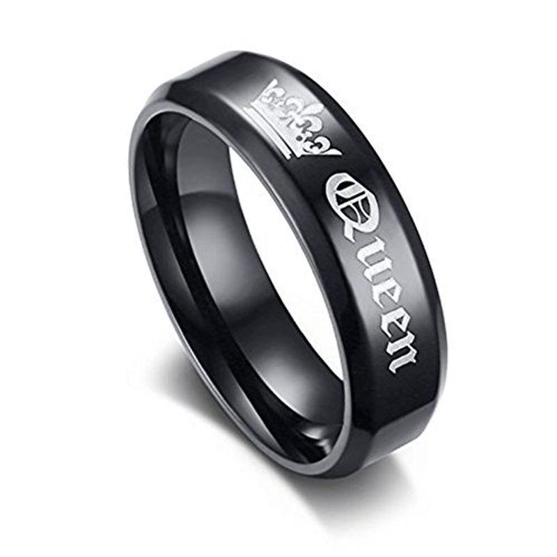 AIKS ジュエリー ブランド メンズリング ステンレス スウィート 人気 ブラック 黒 指輪 14 クラウン 刻印 結婚指輪 婚約指輪 フ