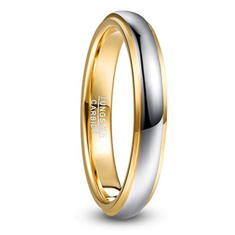 Nuncad(ヌンカド) 指輪 メンズ リング タングステン ドーム型 高光沢 男女兼用 シンプル カラー:ゴールドシルバー 幅:4mm