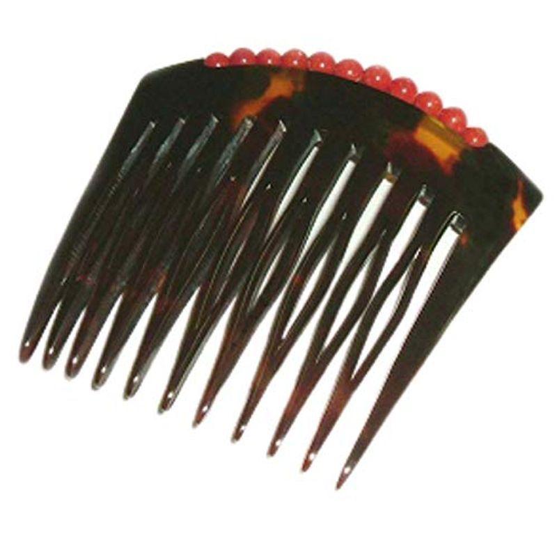 本べっ甲 櫛 赤珊瑚付き コーム ヘア アクセサリー 黒留袖など和装の正装 フォーマルな髪型に 夜会巻きなどヘアアレンジに くし 髪飾り(55835円)