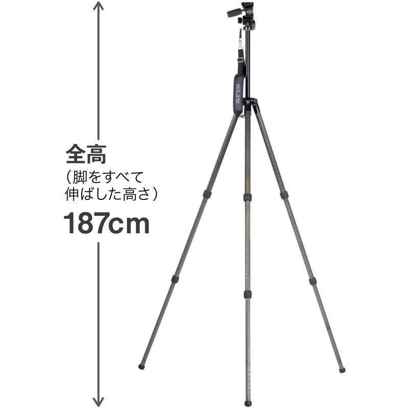 SLIK カーボン三脚 カーボンマスター 833 3段 ナットロック式 28mmパイプ径 高精度3ウェイ雲台 ショルダーストラップ付属 10