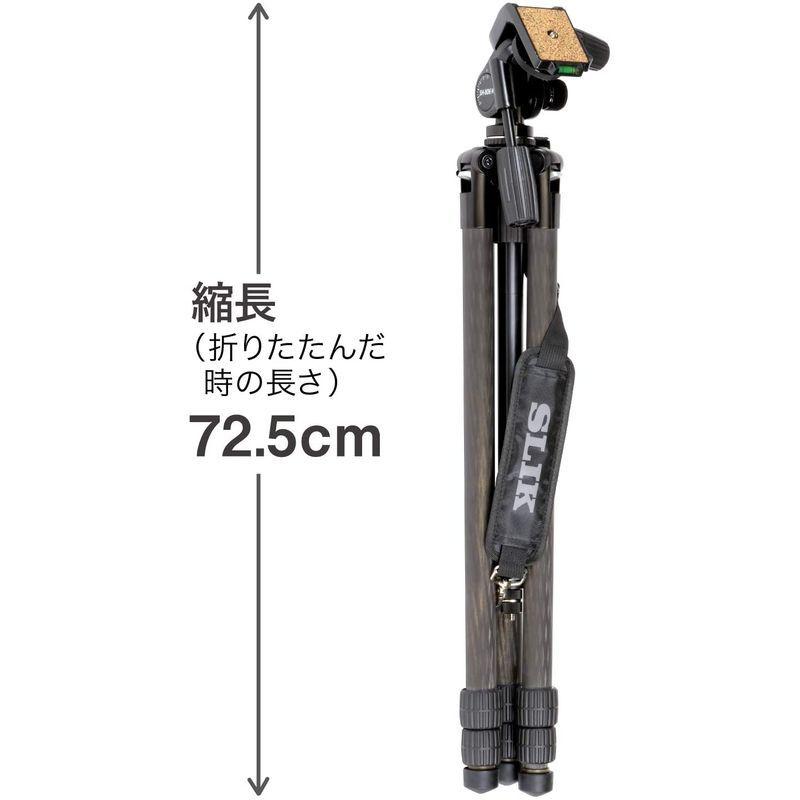 SLIK カーボン三脚 カーボンマスター 833 3段 ナットロック式 28mmパイプ径 高精度3ウェイ雲台 ショルダーストラップ付属 10