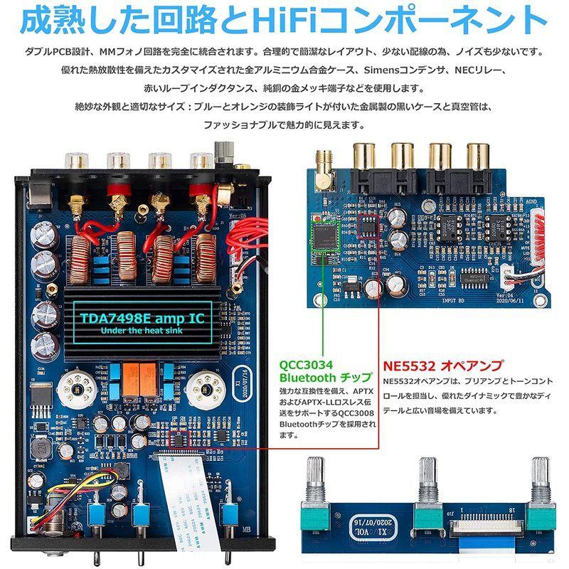 Douk Audio X1 GE5654 Bluetooth 5.0 真空管アンプ MM フォノアンプ ターンテーブル用 320W TDA7 Audio X1 GE5654 Bluetooth 真空管アンプ MM フォノアンプ ターンテーブル用 320W TDA7