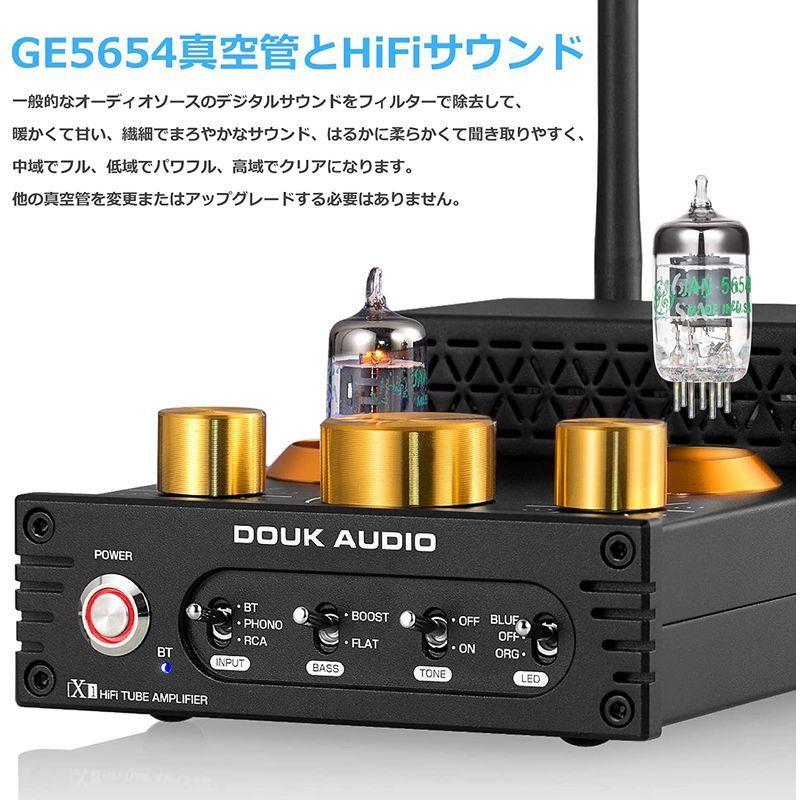 Douk Audio X1 GE5654 Bluetooth 5.0 真空管アンプ MM フォノアンプ ターンテーブル用 320W TDA7 Audio X1 GE5654 Bluetooth 真空管アンプ MM フォノアンプ ターンテーブル用 320W TDA7