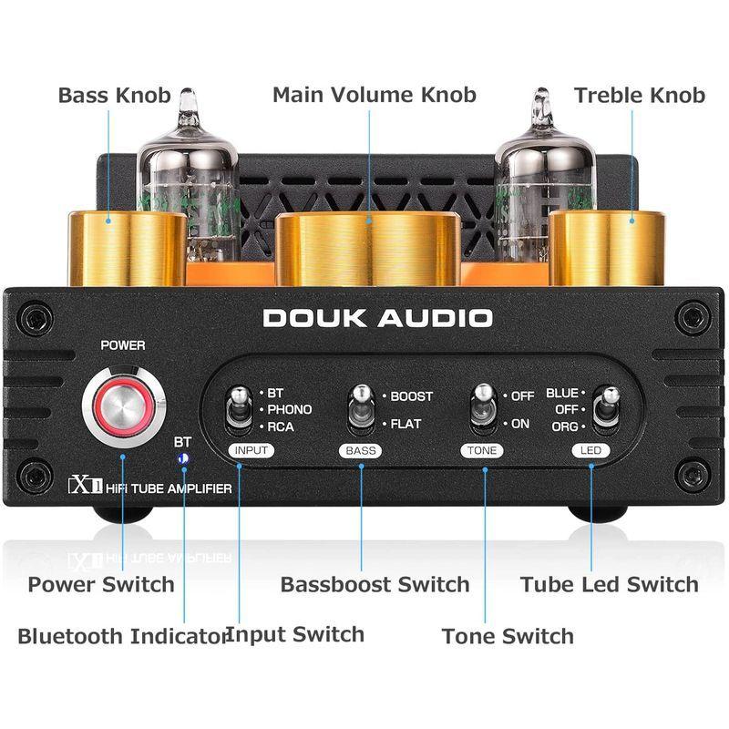 Douk Audio X1 GE5654 Bluetooth 5.0 真空管アンプ MM フォノアンプ ターンテーブル用 320W TDA7 Audio X1 GE5654 Bluetooth 真空管アンプ MM フォノアンプ ターンテーブル用 320W TDA7