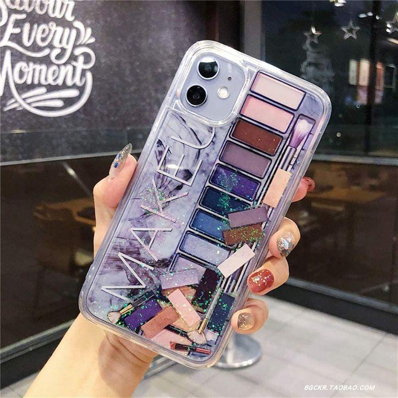 Sgvahy Iphone Xs ケース キラキラ 液体 流れるラメ入り 化粧品アイシャドウデザイン 流動のメイクアップ ブラシ おもしろい 品質満点