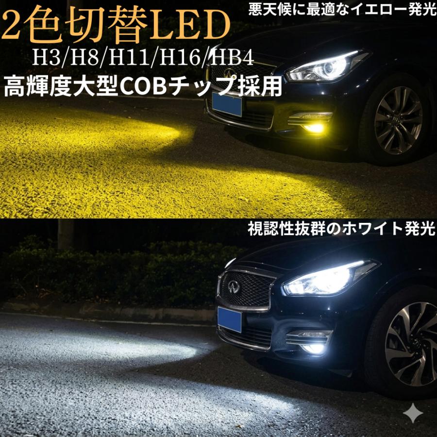 H8 H11 H16 HB4 H3 LED フォグランプ バルブ 2色切り替え ホワイト 