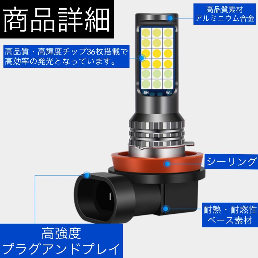 フォグランプ LED 3色切り替え フォグ H3 H8 H9 H11 HB4 バルブ 白 青 黄 車検対応 2個セット｜ks-factory｜07