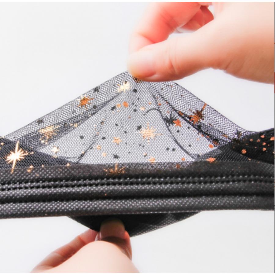 国内検品 即納 10枚入り チュールレース 星柄マスク 使い捨て 花柄