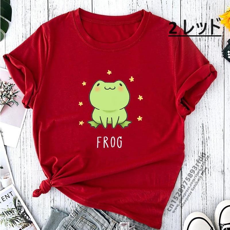 カエル柄 Tシャツ レディース プリントTシャツ アニマル柄 （22698 