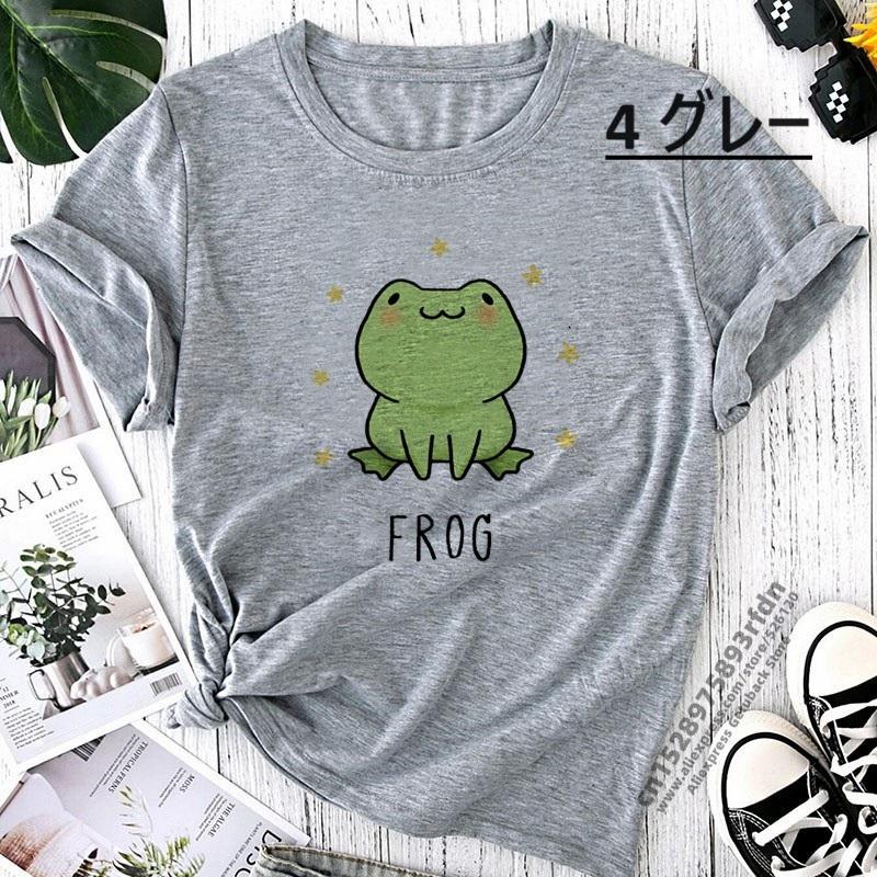 カエル柄 Tシャツ レディース プリントTシャツ アニマル柄 （22698 