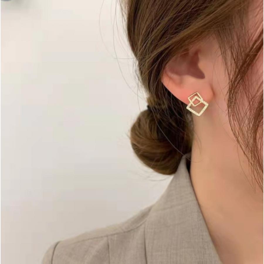 即納＊国内検品＊ 母の日 幾何学 イヤリング ピアス パール ゴールド 