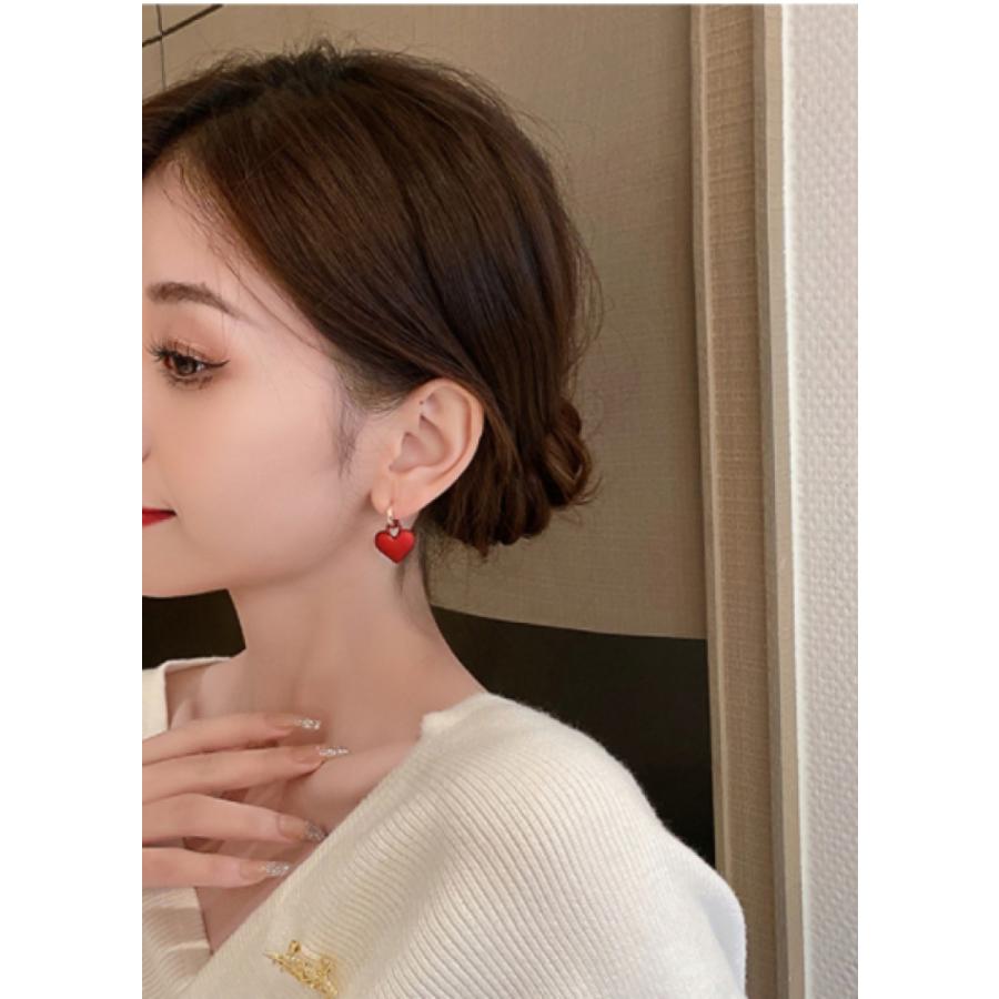 即納＊国内検品＊ 母の日 バレンタイン レッド ハート イヤリング