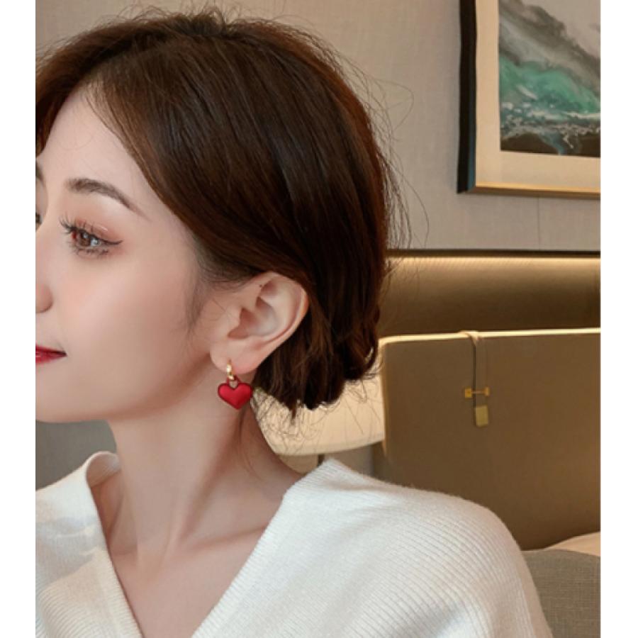 即納＊国内検品＊ 母の日 バレンタイン レッド ハート イヤリング