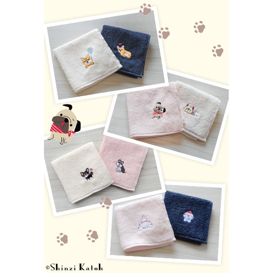 コーギー（Corgi） タオルハンカチ 犬 刺繍 チワワ シュナウザー 柴犬