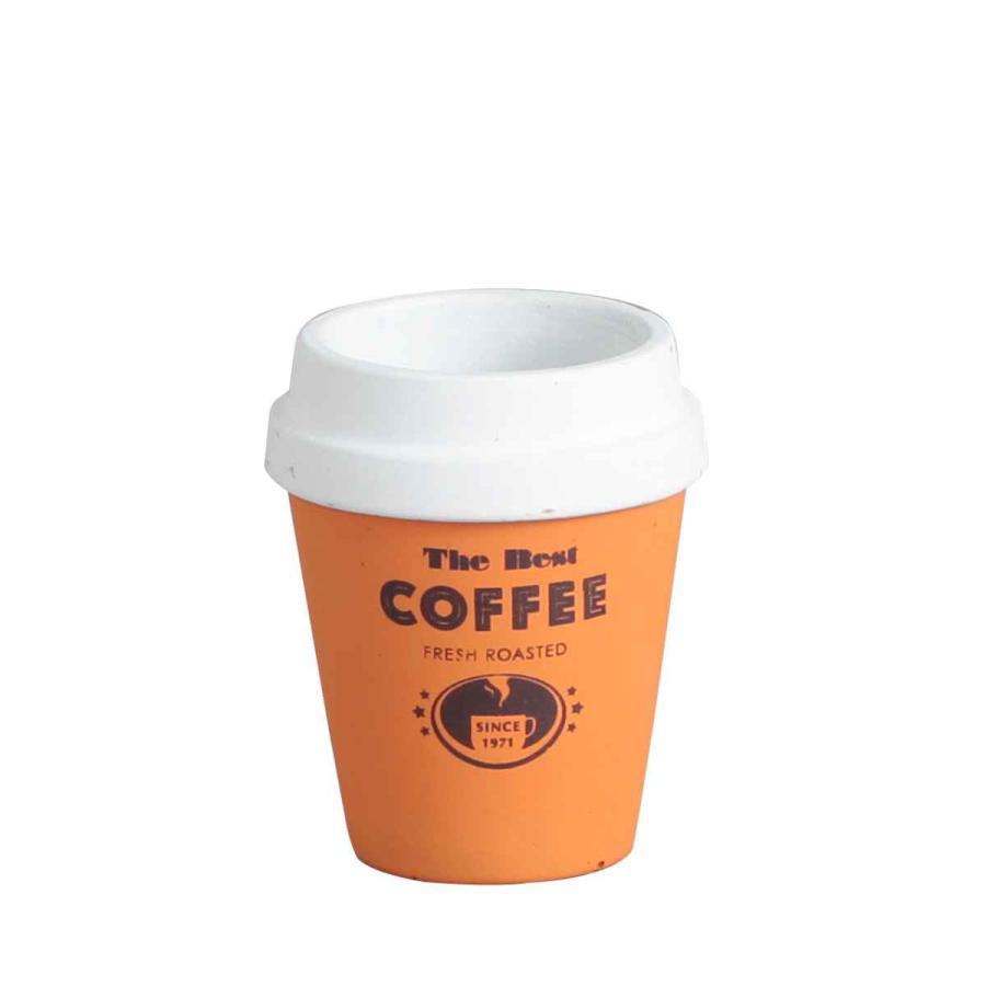ミニプランター　ミニポット　コーヒーカップ型　多肉植物　ガーデニング雑貨　「アンポルテ・フラワーポットD・S　オレンジ」（Yahoo!・K’s Village）