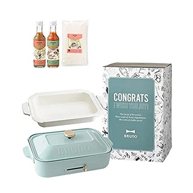 Bruno ブルーノ コンパクトホットプレート 本体 プレート3種 たこ焼き セラミックコート鍋 平面 Cooking Set