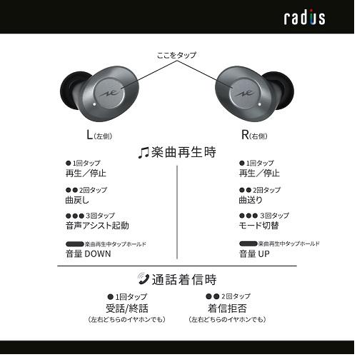 RADIUS ノイズキャンセリング対応 完全ワイヤレスイヤホン HP-T200BTN｜ksdenki｜04