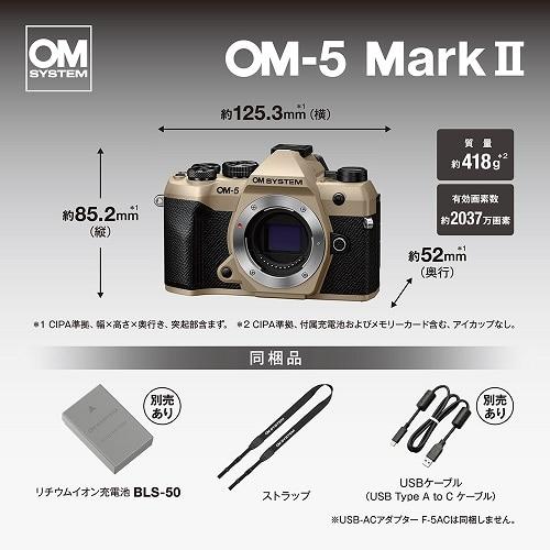 OLYMPUS OM-5 ミラーレスカメラ 本体と付属品 OM SYSTEM ミラーレス一眼カメラ OM OM-5 Mark II ボディ ボディー