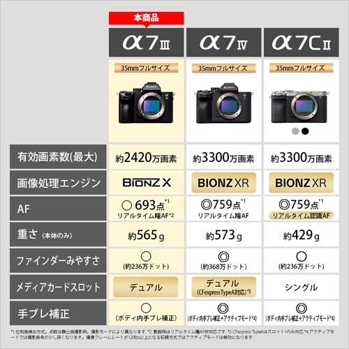 SONY（ソニー） 小型一眼カメラ １本レンズキット（標準ズーム） ４Ｋ α（アルファ） α7 III ILCE-7M3Kの画像