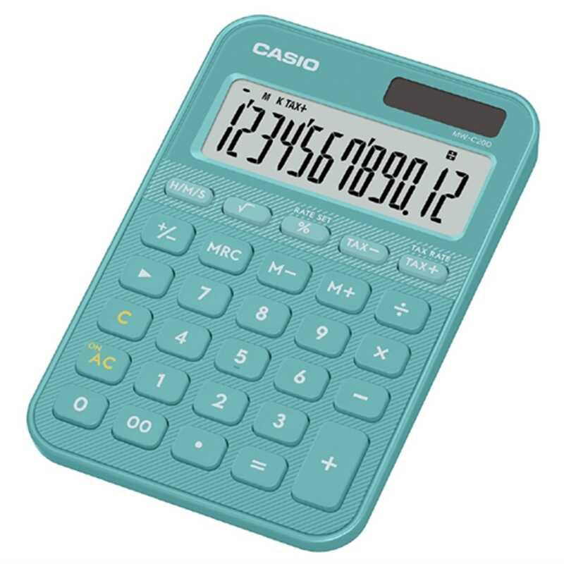 カシオ計算機 カラフル電卓 ミニジャストタイプ MW-C20D-TU-N : ケーズデンキ Yahoo!ショップ - 通販 - Yahoo ...