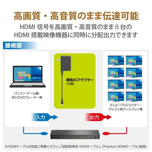 エレコム HDMI分配器/4K60p対応/1入力/8出力 VSP-HDP18BK_2