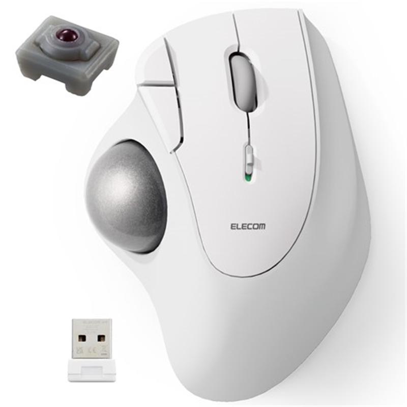 エレコム トラックボール マウス 無線 5ボタン 人工ルビーユニット エルゴノミクス M-IT10DRWH の商品画像