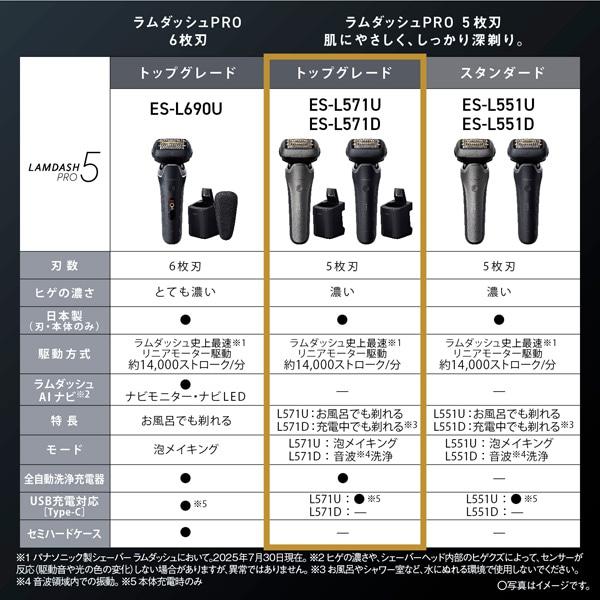新品未開封納品書付　 ES-L571U-S　ラムダッシュPRO 5チタンシルバー Panasonic ES-L571U-S ラムダッシュPRO 5枚刃（チタンシルバー