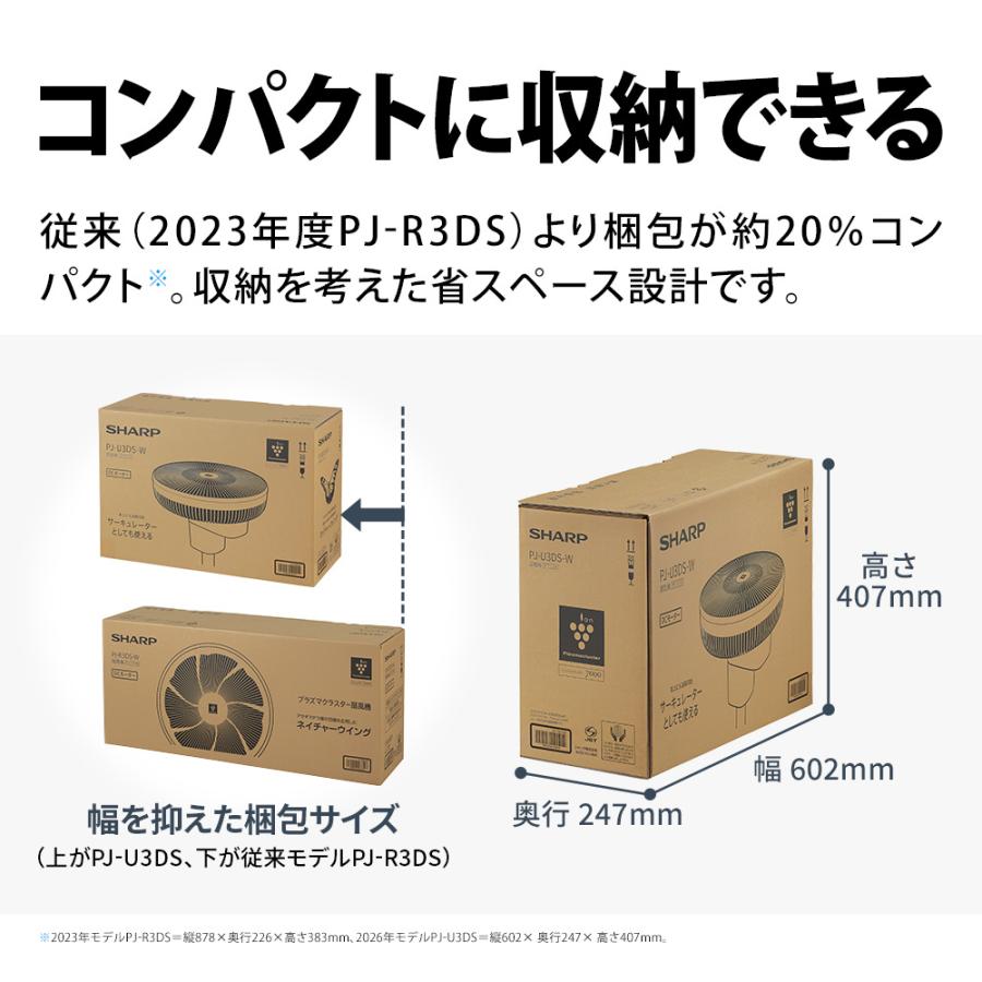 美品 SHARP 扇風機 プラズマクラスター リモコン付 PJ-N3DSシャープ SHARP（シャープ） プラズマクラスター扇風機 PJ-U3DS-W