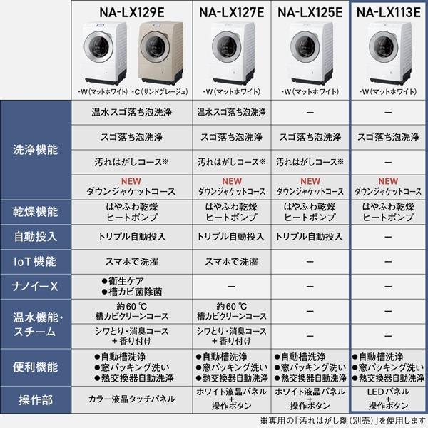 Panasonic（パナソニック） ななめドラム洗濯乾燥機 LXシリーズ NA