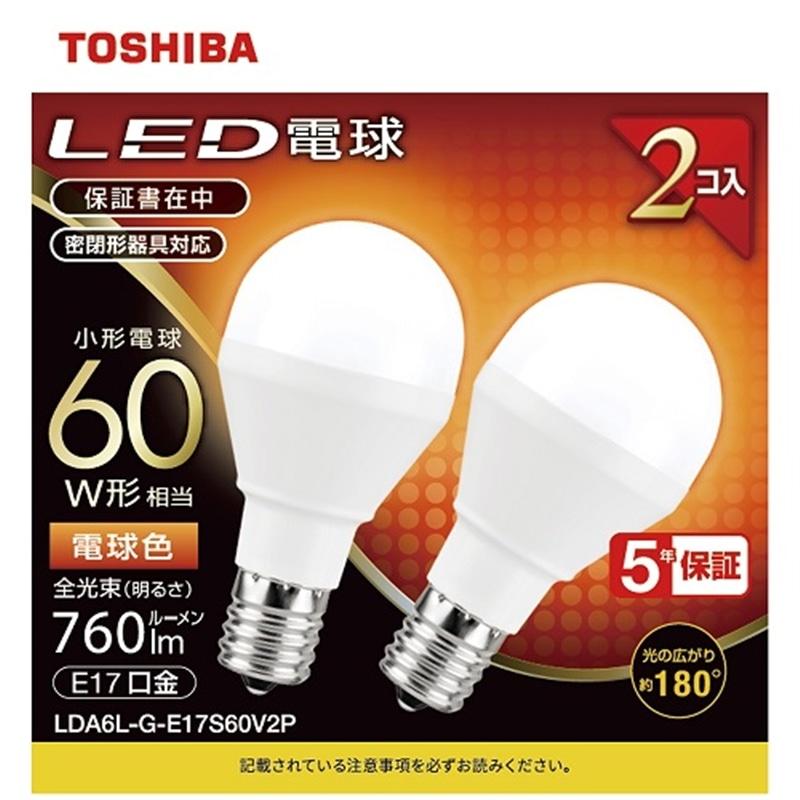 TOSHIBA 東芝（TOSHIBA） LED電球 電球色 2個入り LDA6L-G  
