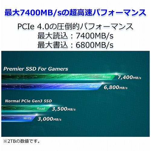 ADATA（エーデータ） 【Premier SSD For Gamers 】 PS5 （TM）対応 容量拡張 M.2 SSD M.2 2280 NVMe (PCIe Gen4 × 4) APSFG-2TCS｜ksdenki｜04